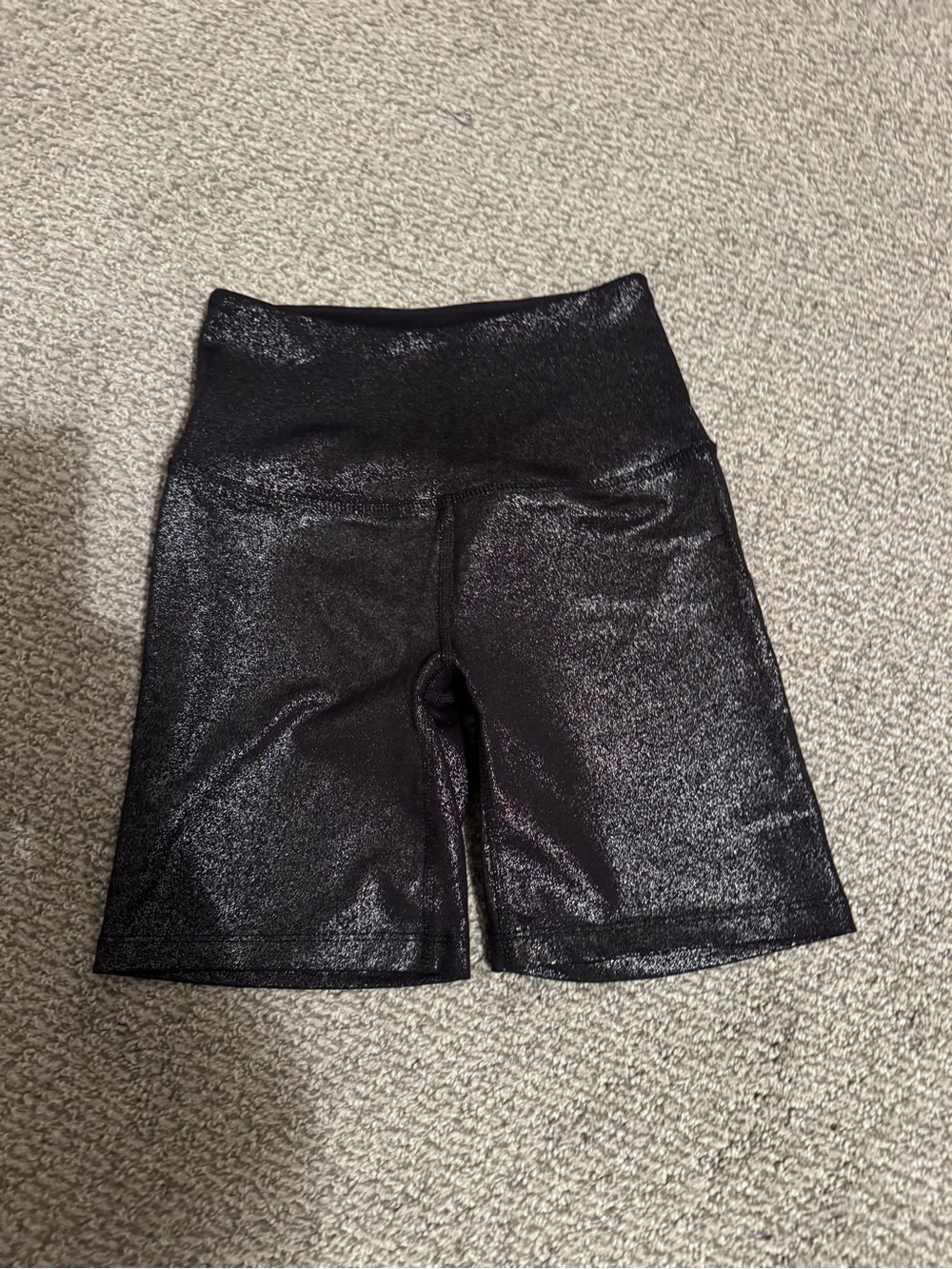 Beyond Yoga Metallic Black High-Waist Bike Shorts